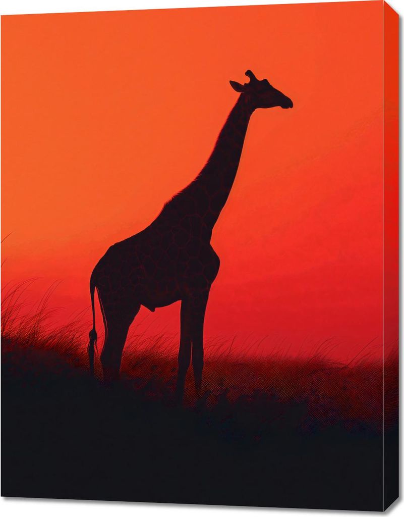 Bild 70x90cm Giraffe in Schwarz