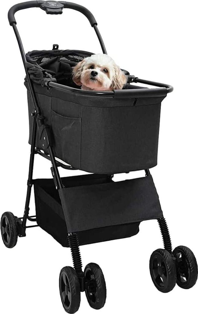 vidaXL Faltbarer Haustierwagen Schwarz 81 x 47 x 99 cm Polyester
