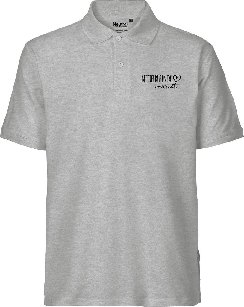 Huuraa Herren Polo Shirt Mittelrheintal verliebt XL Sport Grey Bio Baumwolle Fairtrade Poloshirt Geschenkidee