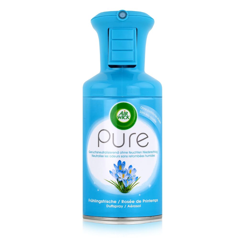 A product shot of an air freshener spray can.