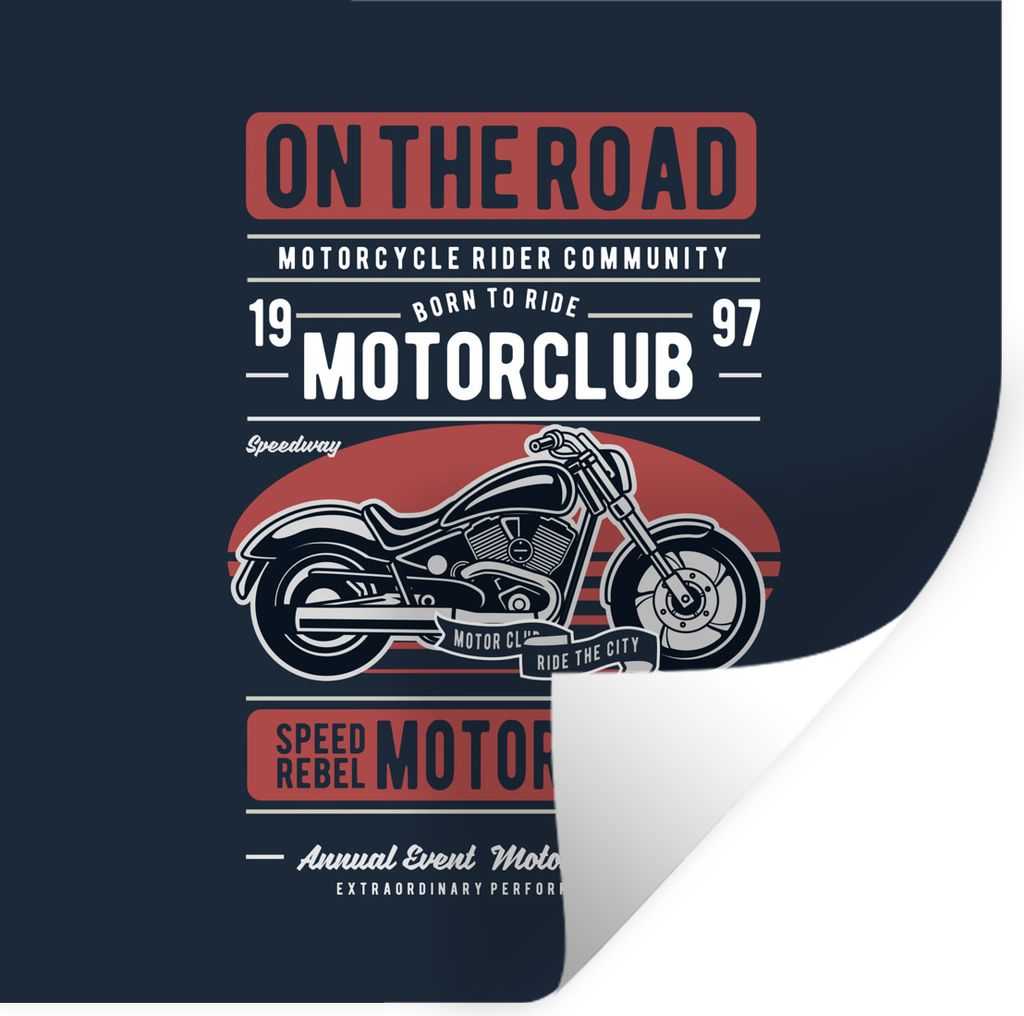 MuchoWow Wandtattoo Wandsticker Wandaufkleber Motorrad - Retro - Zitat 50x50 cm Selbstklebend und Repositionierbar - Selbstklebend - Fototapeten