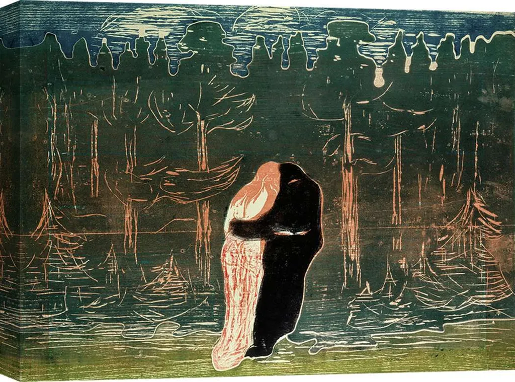 Tableau sur toile Edvard Munch Lovers 100x70 cm - Sublimer un Mur Vide Facile