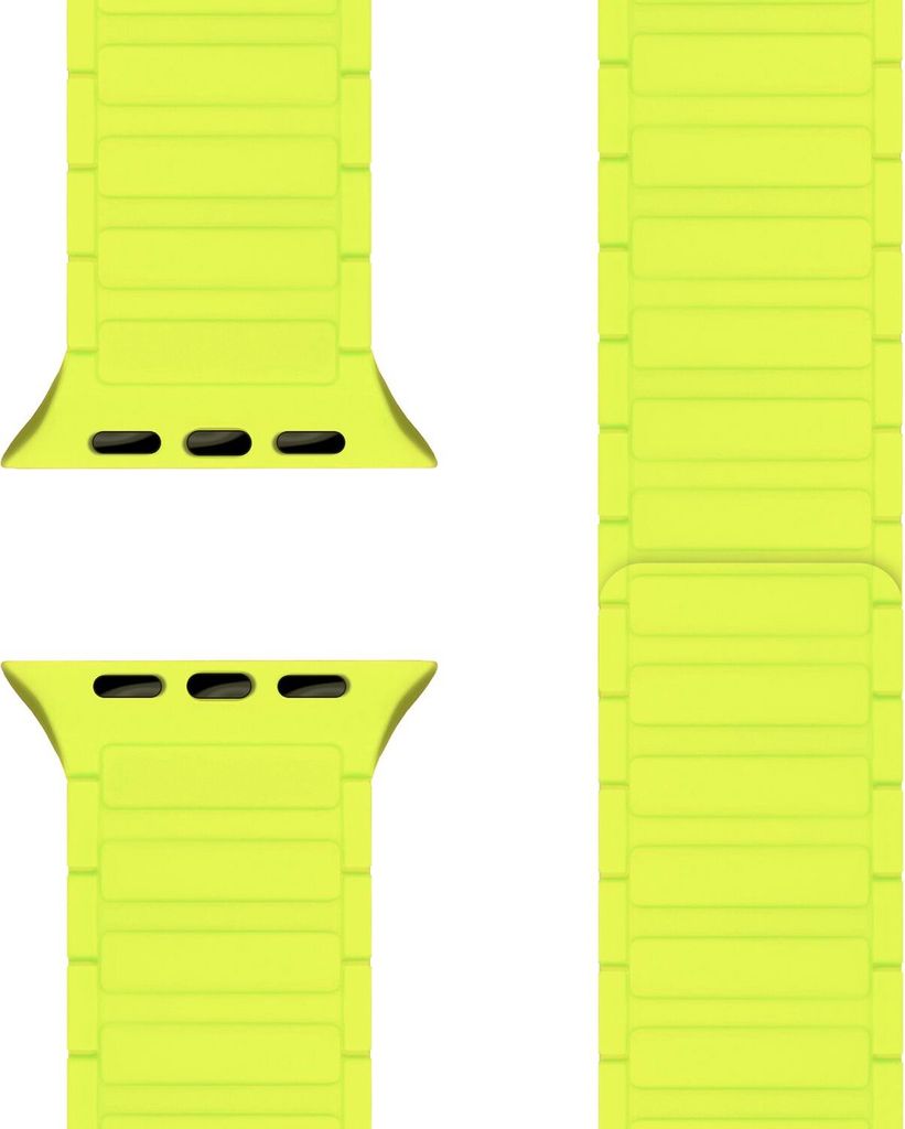 Nexus Armband für Apple Watch SE/10/9/8/7/6/5/4/3/2/1, Magnet Silikon Loop Band mit Rillendesign - 38/40/41/42mm Neongelb