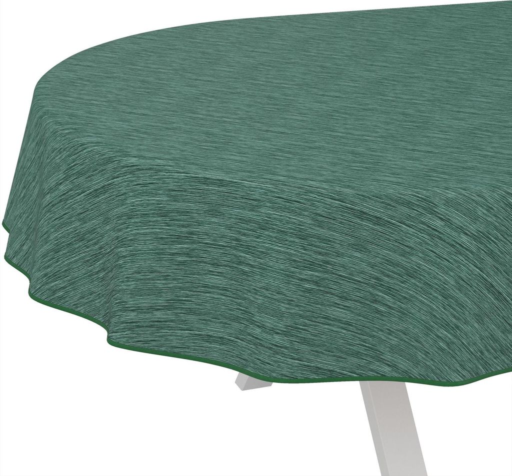Tischdecke Wachstuch Einfarbig Grün Robust Wasserabweisend Oval Breite 140 cm Länge 220 cm