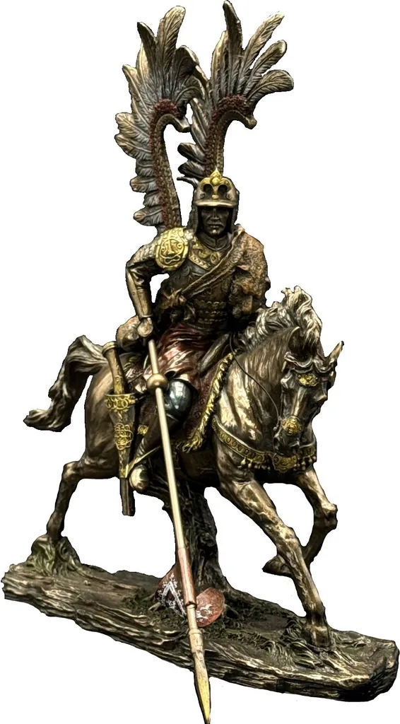Statue Chevalier Hussard Polonais Figurine de Collection Bronze Véritable