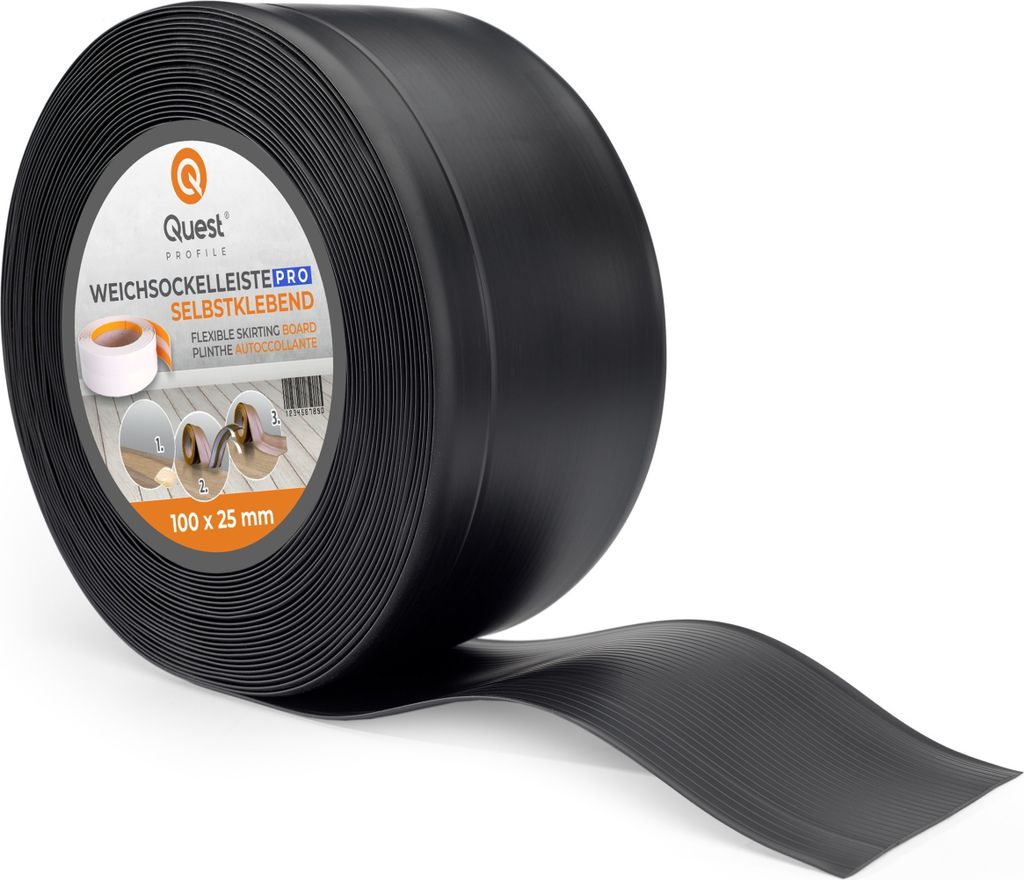 QUEST Weichsockelleiste 100x25mm, 1m, Flexibel Bodenleiste, Produktbild 