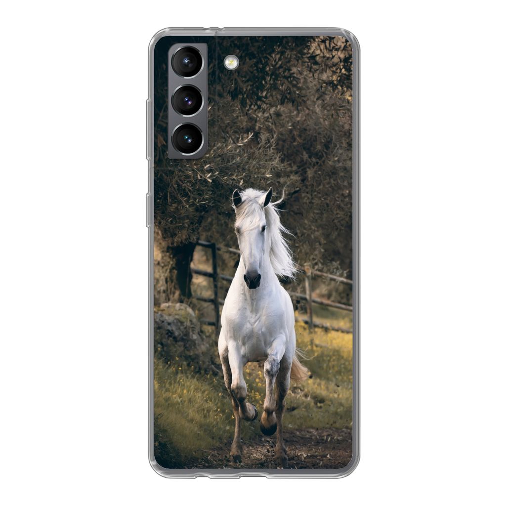MuchoWow Handyhülle Schutzhülle Hülle für Samsung Galaxy S21 Pferd - Natur - Schlamm Silikon Softcase Handy Hülle - Softcase