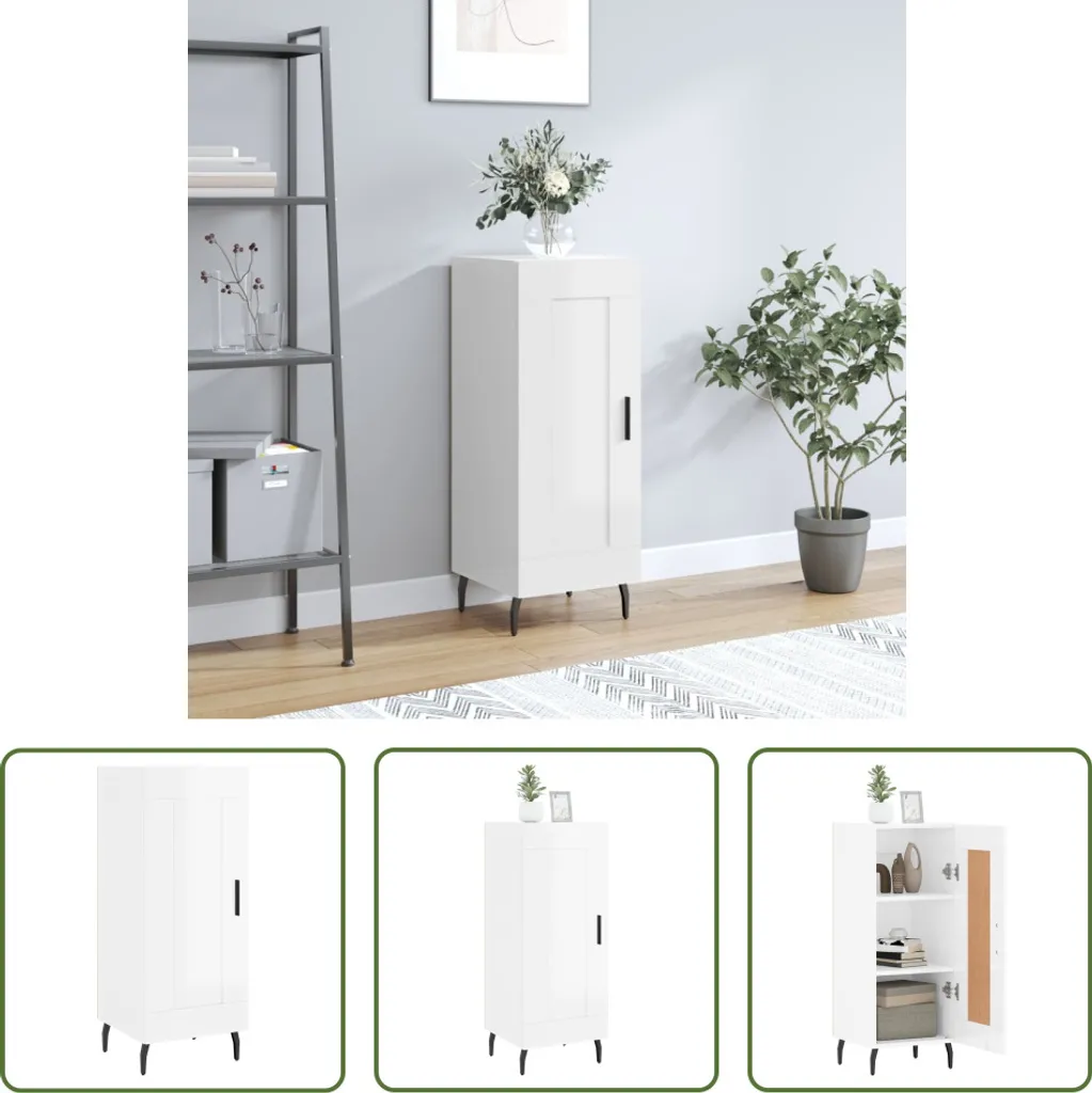 Mobiletto Credenza Bianca Lucida 34,5x34x90 cm Salvaspazio - 10