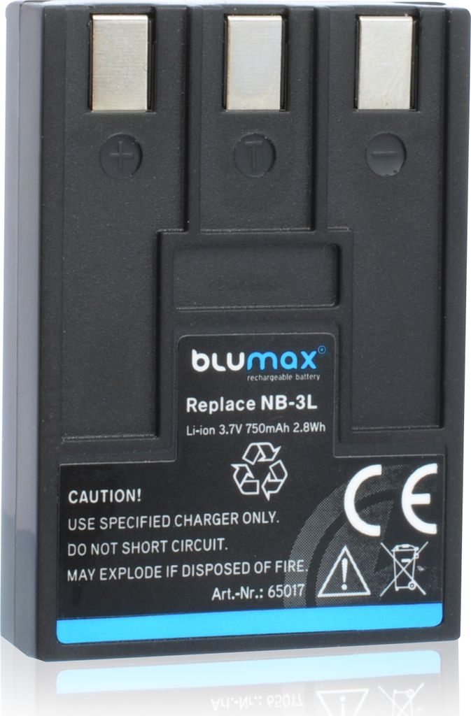 Blumax Akku passend für Canon NB-3LH NB-3L IXUS, IXY PowerShot 750 mAh (3,7V)