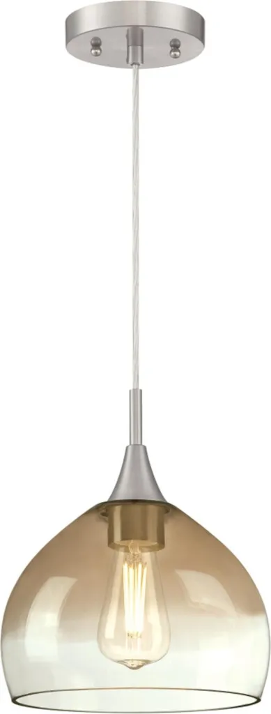 Lampada Sospensione 1 Luce Vintage Ambra e Nichel - Scelta Premium