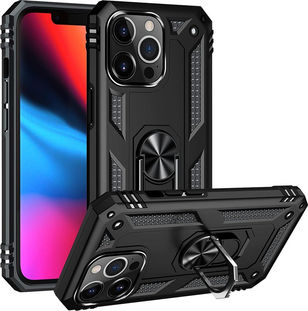 Armor Shield Handyhülle für Apple iPhone 13 Pro Hülle Ultra Hybrid Case Handy Schutzhülle, Schwarz