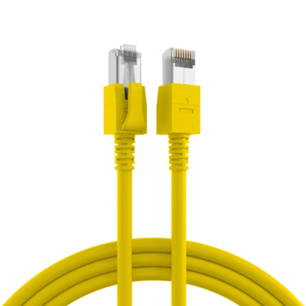 Câble RJ45 Cat.6A S/FTP gaine FRNC jaune 0.5m avec LED EFB Elektronik