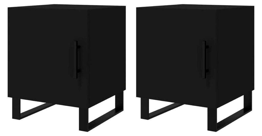 Nachttisch 2 STK., Nachtschrank mit viel Stauraum, Kommode für Schlafzimmer, Nachttischschrank Beistelltisch Aufbewahrung Nachtkästchen, Schwarz ...