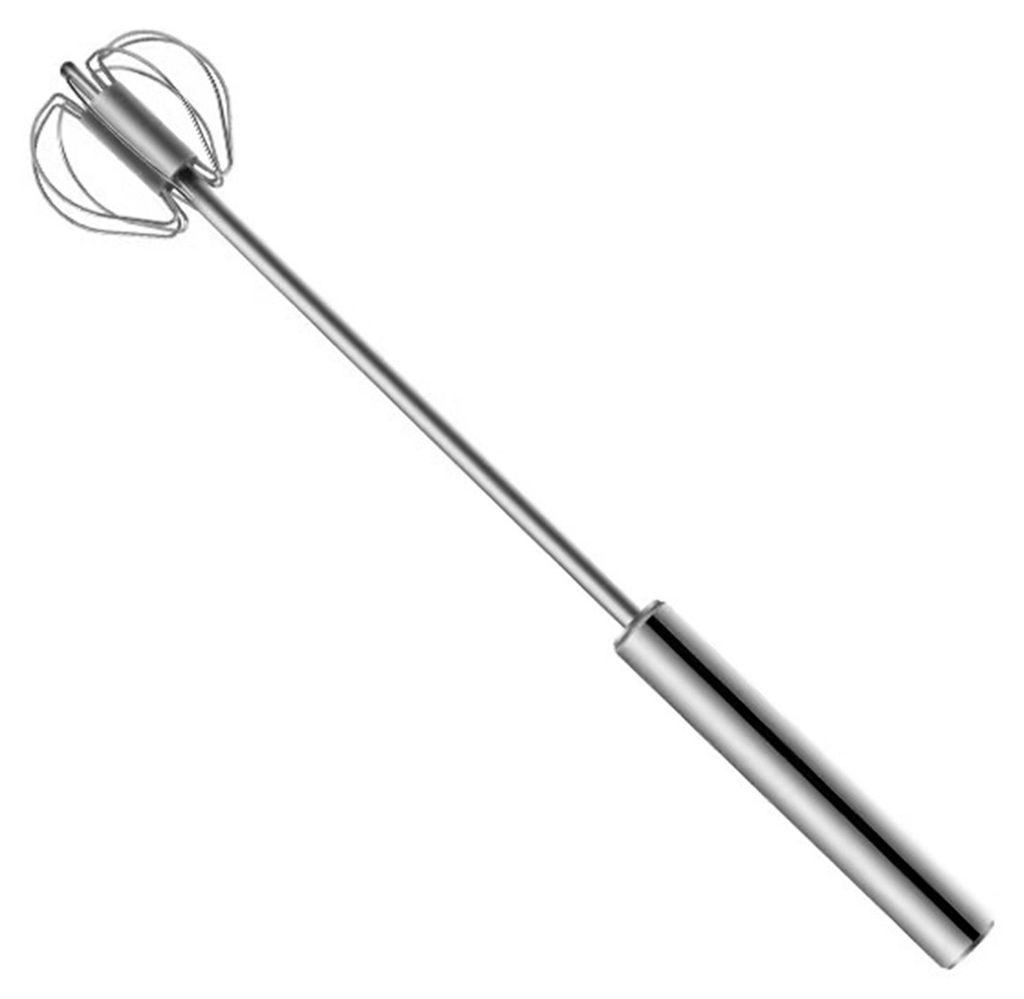 Eierquirl aus Edelstahl, halbautomatisch, ergonomischer Griff, keine Batterien erforderlich, unverzichtbares Küchengerät