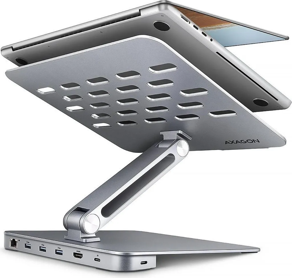 Supporto Laptop con Docking Station AXAGON: Più Spazio e Meno Stress