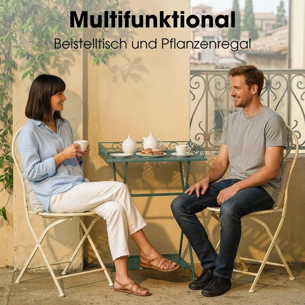 Mobilier de Balcon pour Petits Espaces - Table d'Appoint Verte Fer