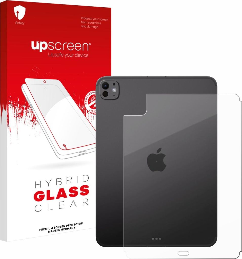 upscreen Schutzglas für Apple iPad Pro 11" 2025 (Rückseite) Schutzfolie Panzer Folie Glas Display Schutz klar