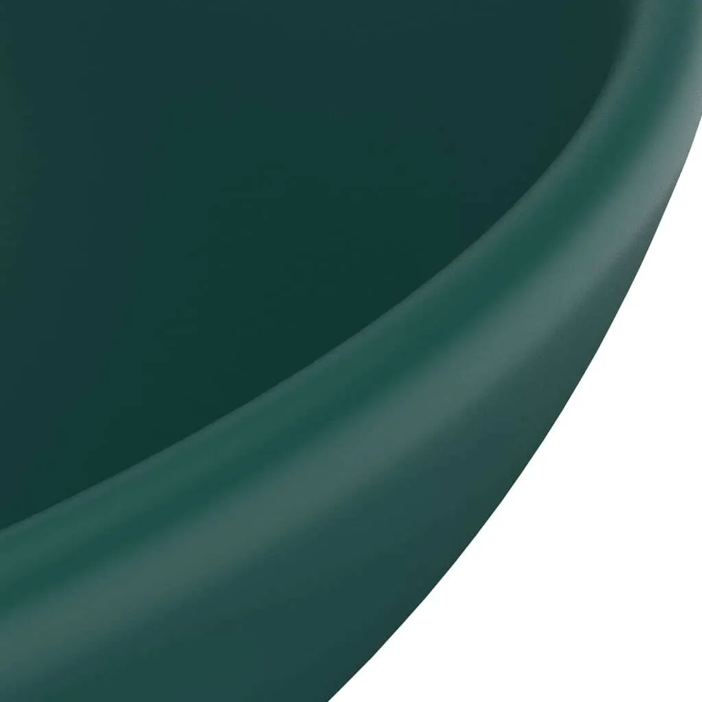 Lavabo Appoggio Verde Bosco Opaco 32,5x14cm | Vetroceramica Premium - 5