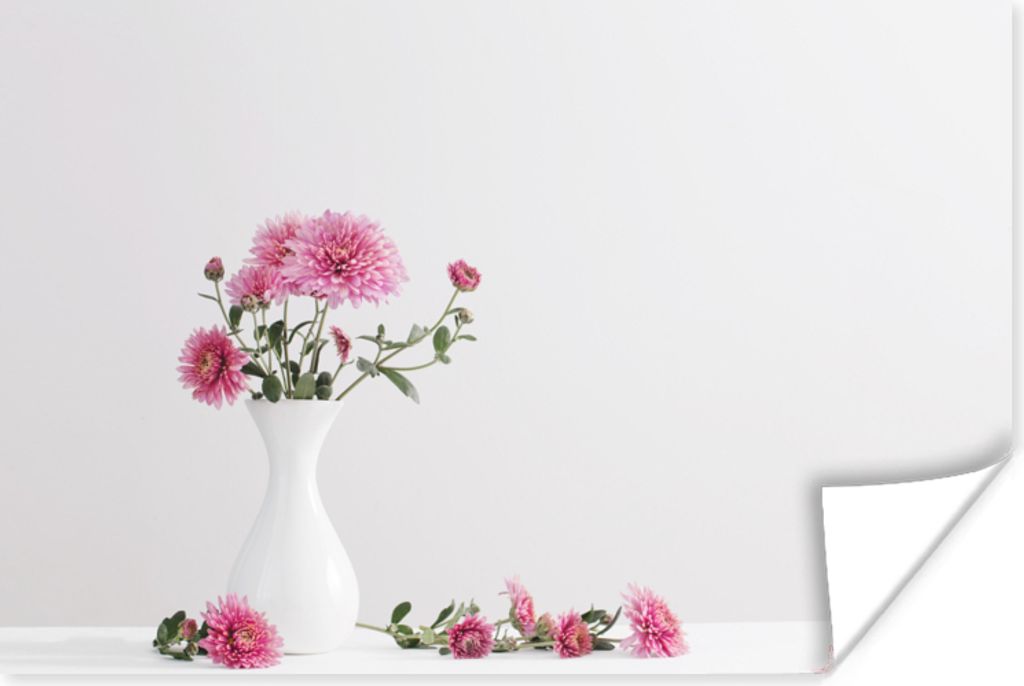 MuchoWow Poster Chrysanthemen - Rosa - Stilleben 180x120 cm - Fotoplakat