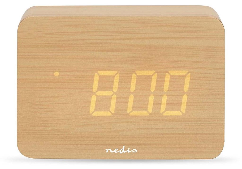 Nedis Digital-Schreibtisch-Wecker - LED - Backlight - Snooze-Funktion - Datumsanzeige - Raumtemperatut - Holz