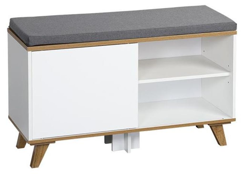 KESPER Schuhschrank weiß mit Sitzkissen, Schiebetür, Produktbild 