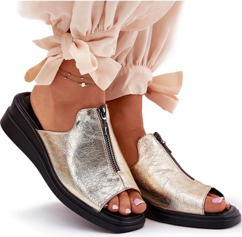 Damen Wedge Sandalen Mit Reißverschluss Gold Irriva 40