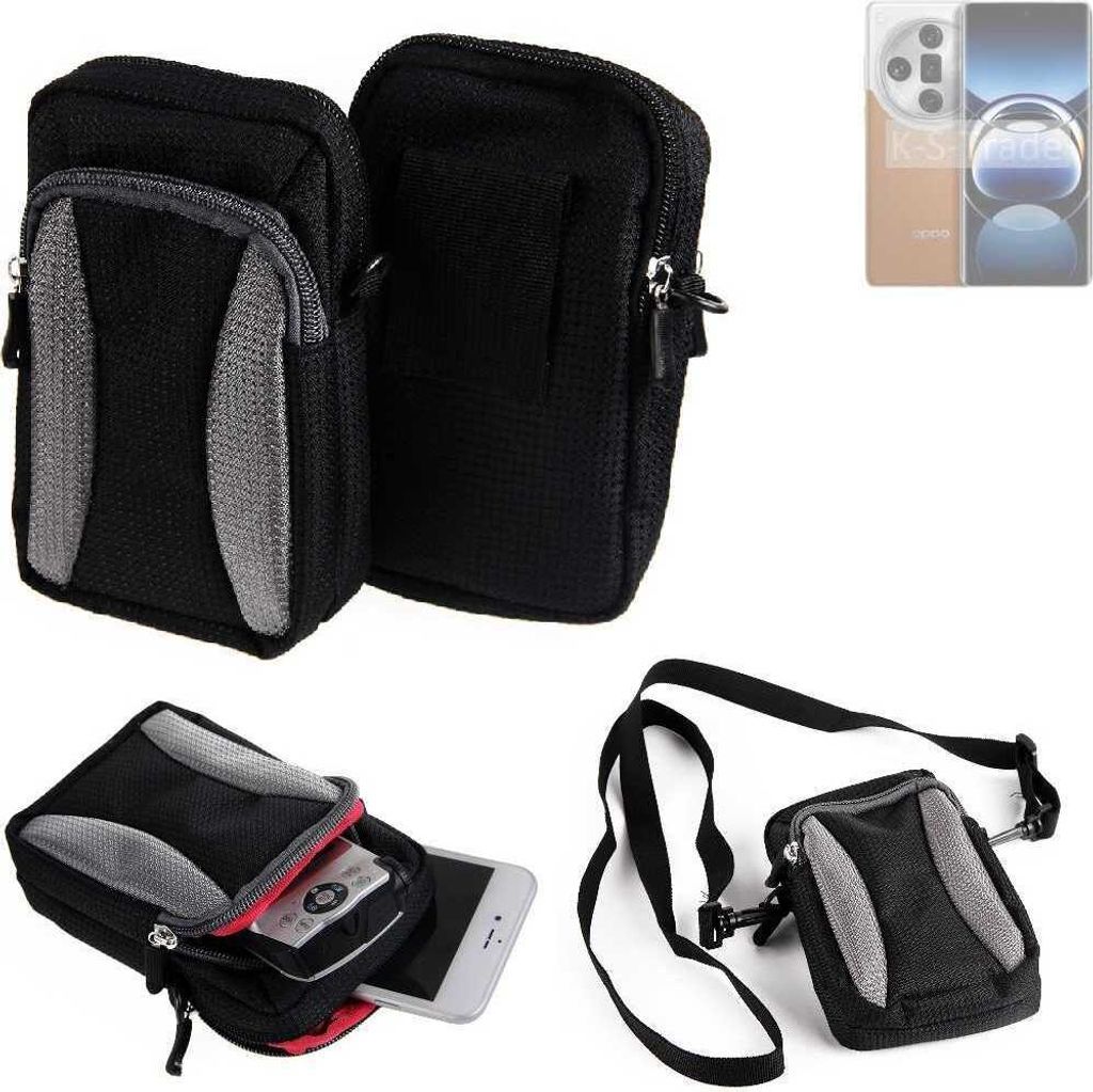 K-S-Trade Holster Schutz Hülle kompatibel mit Oppo Find X7 Handy Hülle Gürteltasche Umhängetasche mit Zusatzfach schwarz