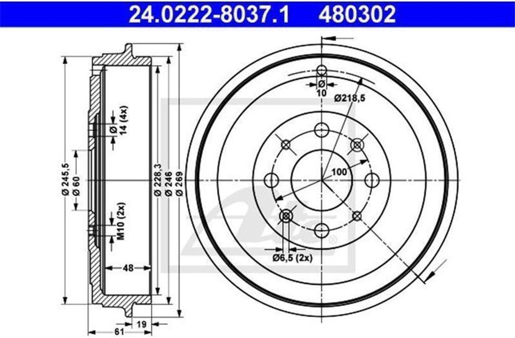 ATE Bremstrommel 24.0222-8037.1