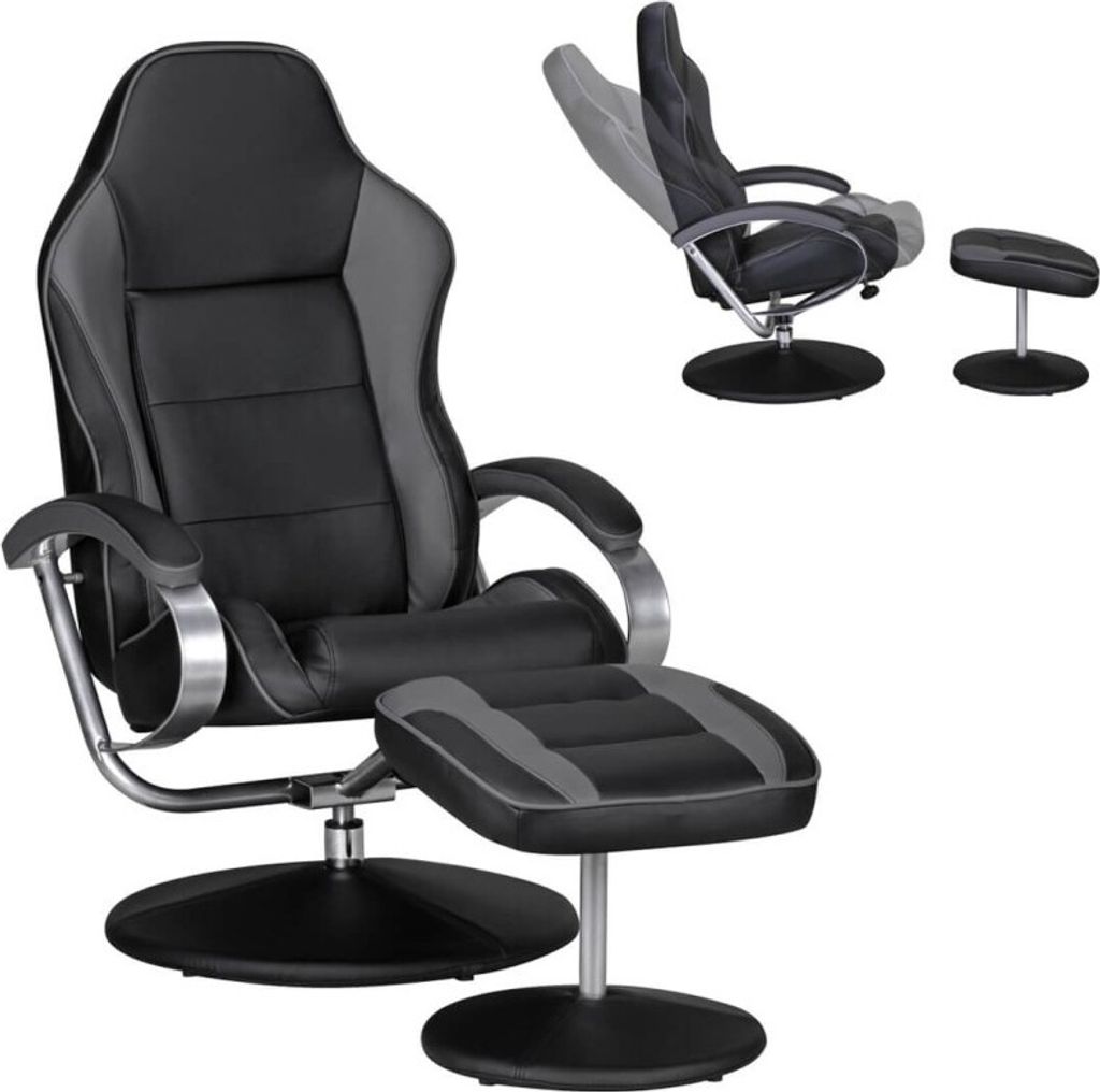 tinkaro Fernsehsessel VANITA Kunstleder Relax-Sessel Schwarz/Grau
