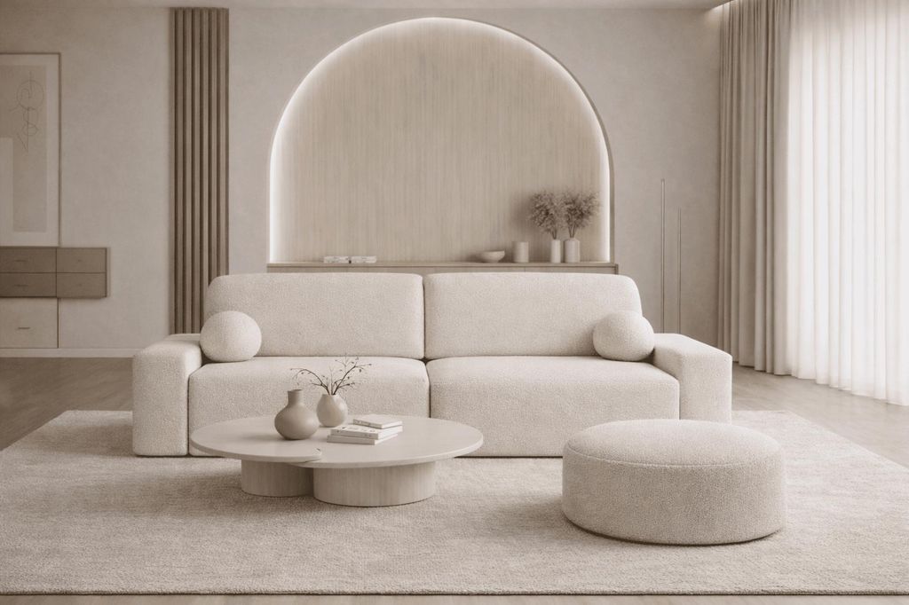 Polstersofa aus Bouclé, Schlafsofa, Sofa mit Schlaffunktion und Bettkasten, Polstersofa, Sofagarnitur Wohnlandschaft mit Bettfunktion, Couch für...