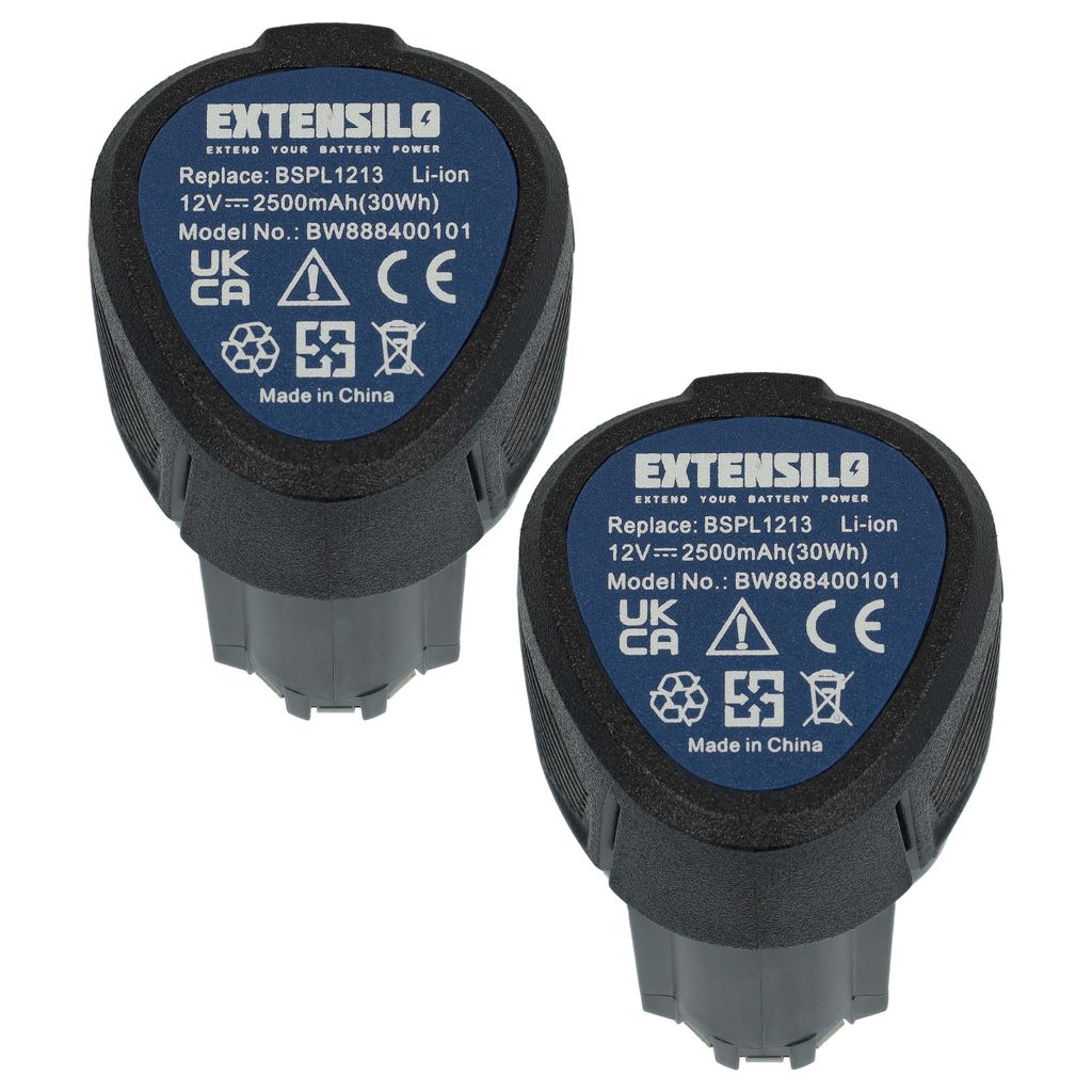 EXTENSILO 2x Akku kompatibel mit Ryobi R12DD-L13S, RCD12011L, RCD12012L, RMT12011L, R12DD-LL13S, RRS12011L Werkzeug (2500 mAh, Li-Ion, 12 V)