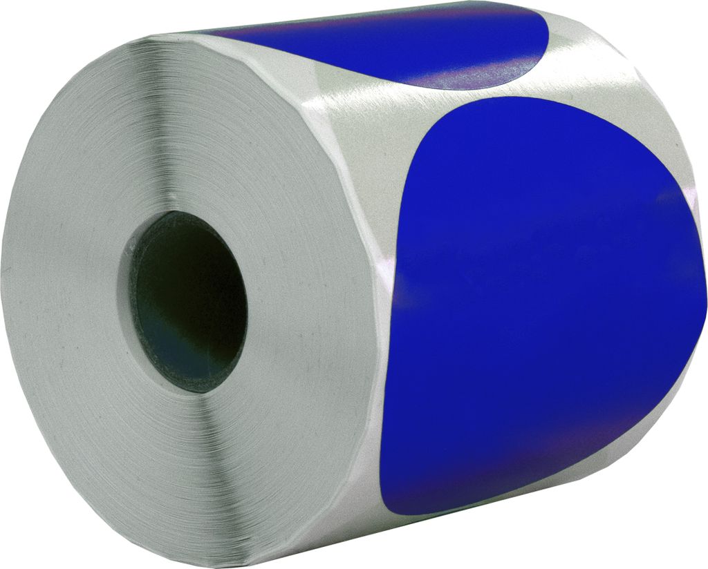 DULA Runde Etiketten - Blau - 80mm - 500 Aufkleber auf Rolle - Siegel - Markierungspunkte - Leere runde Aufkleber auf Rolle