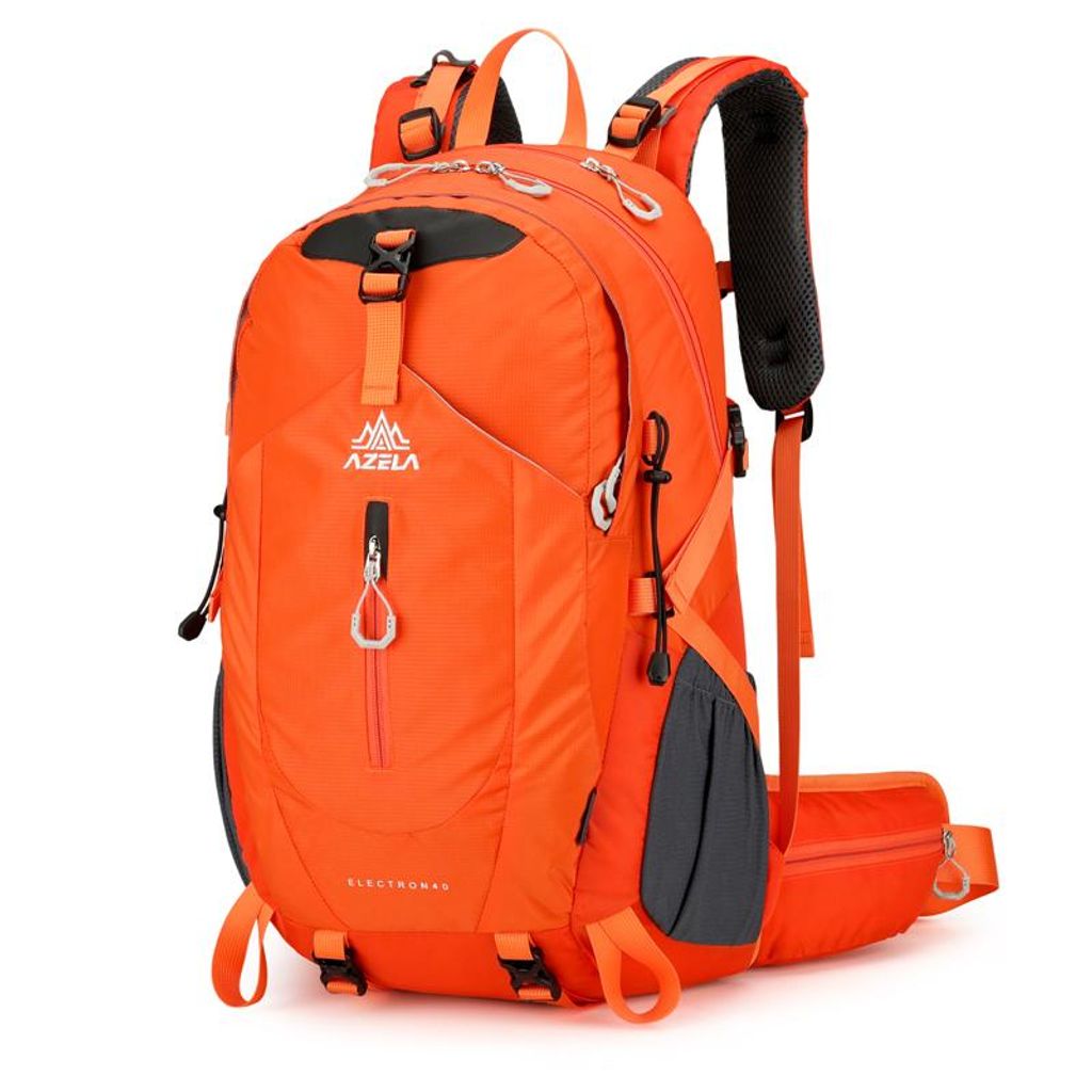 Wanderrucksack 40L Orange - Sicherer Outdoor-Rucksack für Trekking & Camping - Auffälliges Design mit Regenhülle