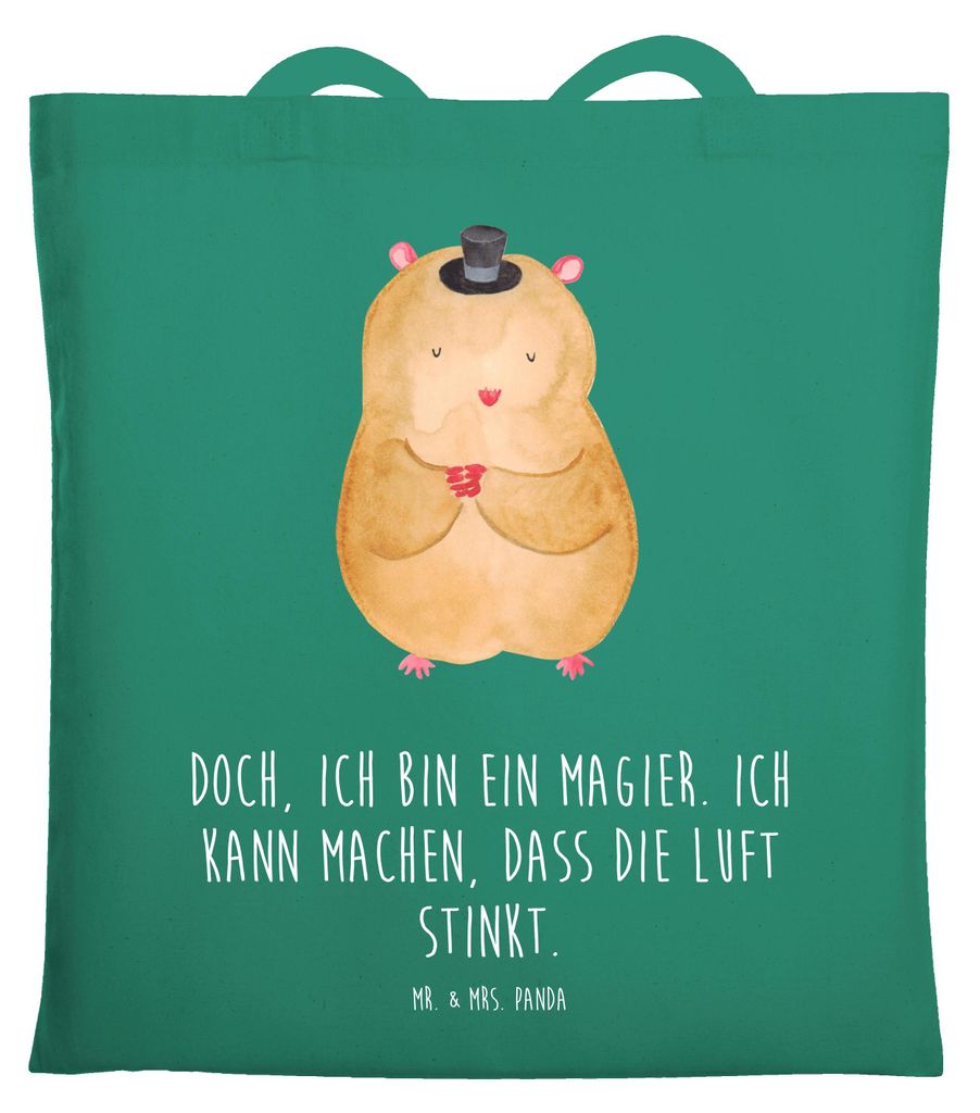 Mr. & Mrs. Panda Beutel Hamster Hut - Mint - Geschenk, Büchertasche, Zylinder, Jutebeutel, Lustige Sprüche, Shopping Tasche, Zwerghamster, Schult...