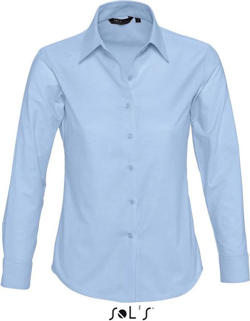 SOL'S Damen Bluse Classic Oxford Langarmhemd Shirt Freizeit Business, Größe:2XL, Farbe:Sky Blue