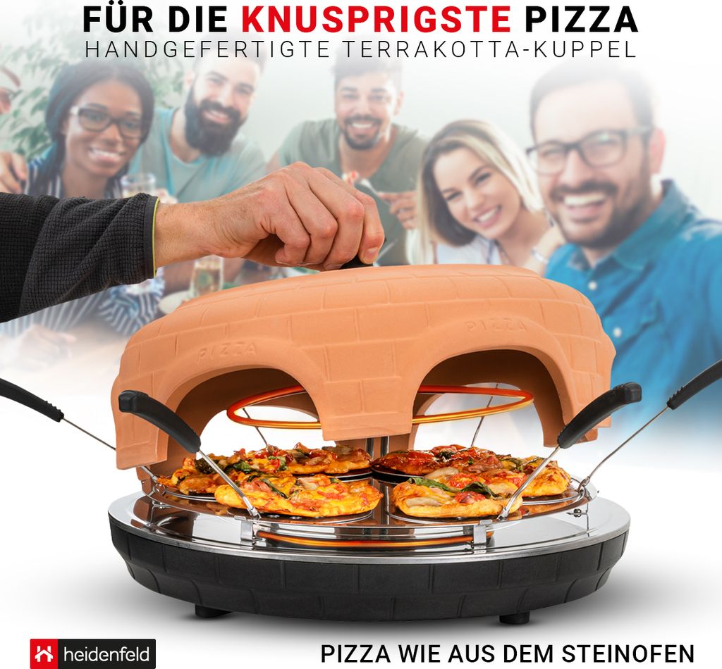 Heidenfeld Mini Pizzaofen Pizzachef | 1.100 Watt - Pizzadom Produktbild 3