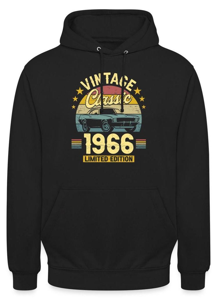 Spreadshirt 60. Geburtstag | Vintage Auto Design Uni Hoodie, 4XL, Schwarz
