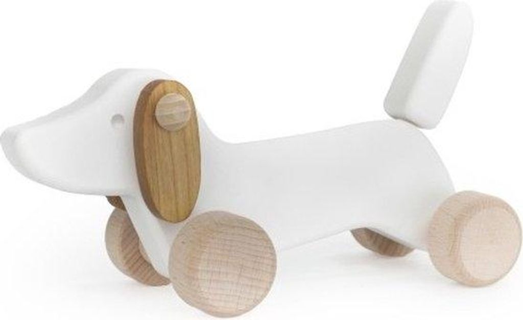 Bajo Holz Dackel Welpe - weißes Holzspielzeug Hund