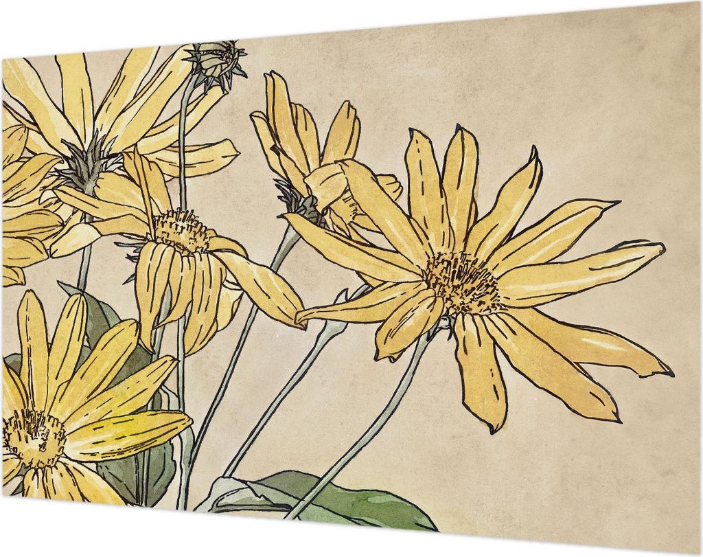 Wandtapete - Dekorative Tapete für Wohnzimmer- Tapetenfolie für Wanddekoration - 104x70 cm - Aquarellblumen