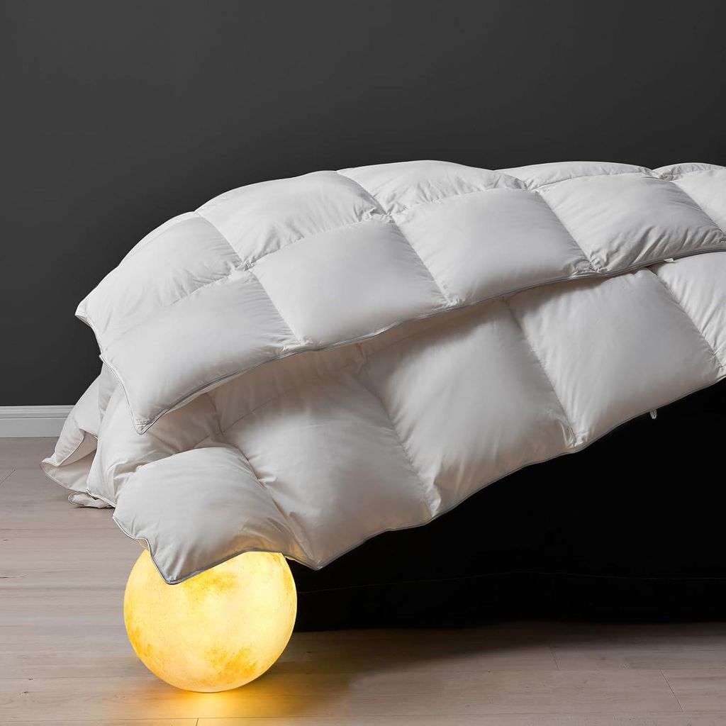 Daunendecke 200x200 cm Sommer Leichtgewicht in Gänsedaunen und Federn Weiß