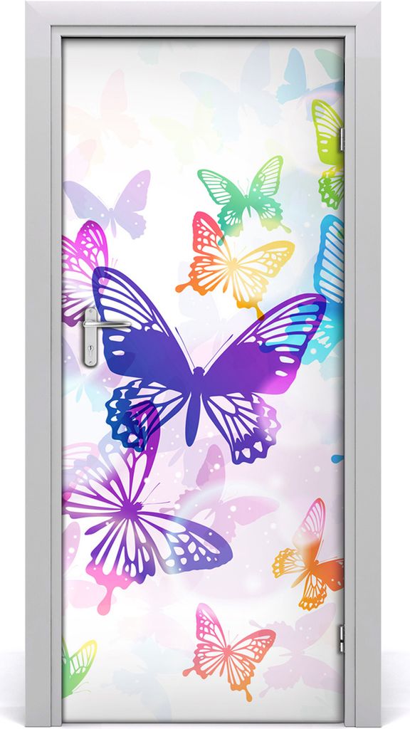 Tulup Türaufkleber 85x205 cm Dekorative Aufkleber Selbstklebend Wasserdichte Tapete Abnehmbar Schlafzimmer Wohnzimmer Wohnkultur - bunte Schmetter...