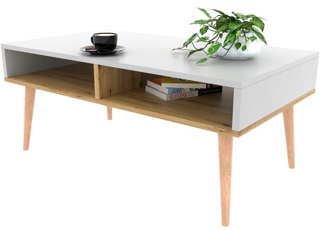 Couchtisch Scandi WEISS/ARTISAN Wohnzimmertisch Mit Ablage