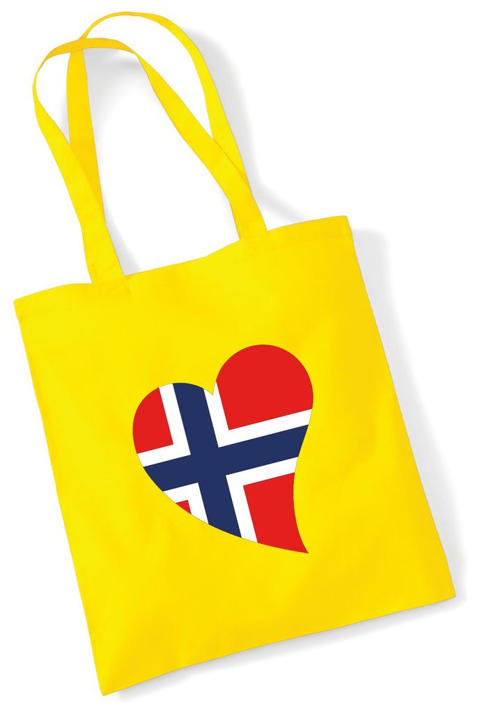 Huuraa Jutebeutel Norwegen Flagge Herz 10 Liter Yellow Baumwolle Tasche Geschenkidee