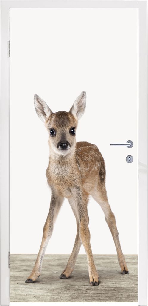 MuchoWow Türtapete Selbstklebende Türfolie Hirsche - Baby-Hirsche - Tiere - Mädchen - Jungen - Kinder 90x215 cm Türposter Türaufkleber Klebe...