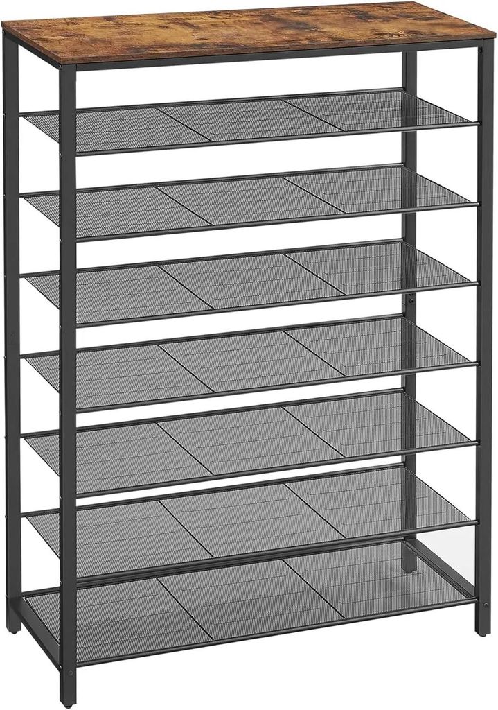 Schuhregal und Schuhschrank - Schuhablage - Metallrahmen - Höhenverstellbar 72–152 cm - Freistehend - Braun