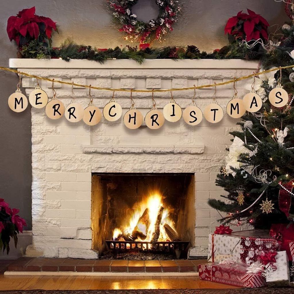 TUIBEIDAMAI Noël Bois Puce Arbre Ornements,Deco Noel Bois A Peindre,Decoration Noel Bois