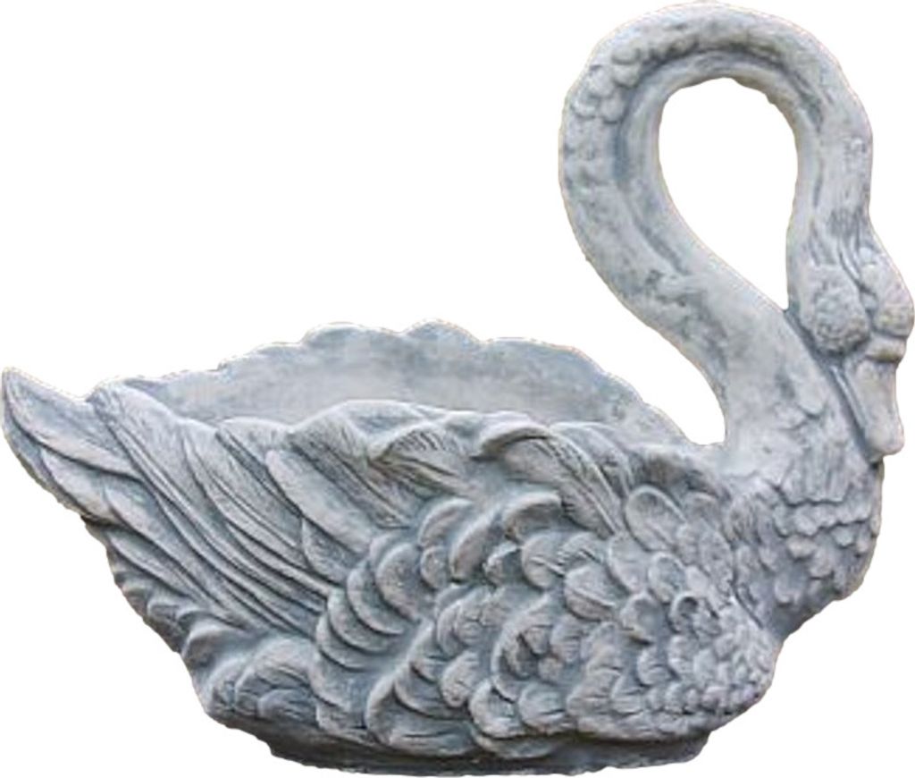 Schwan aus Steinguss zum bepflanzen perfekt für den Garten die Terrasse oder die Veranda ist Witterungsbeständig und Neu 53cm H, PO-789