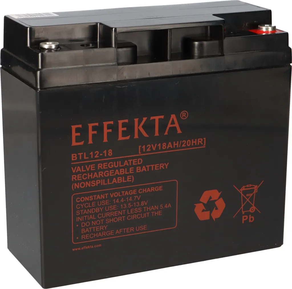 Effekta BTL 12-18 Batterie Plomb AGM VRLA 12V 18Ah Haute Performance
