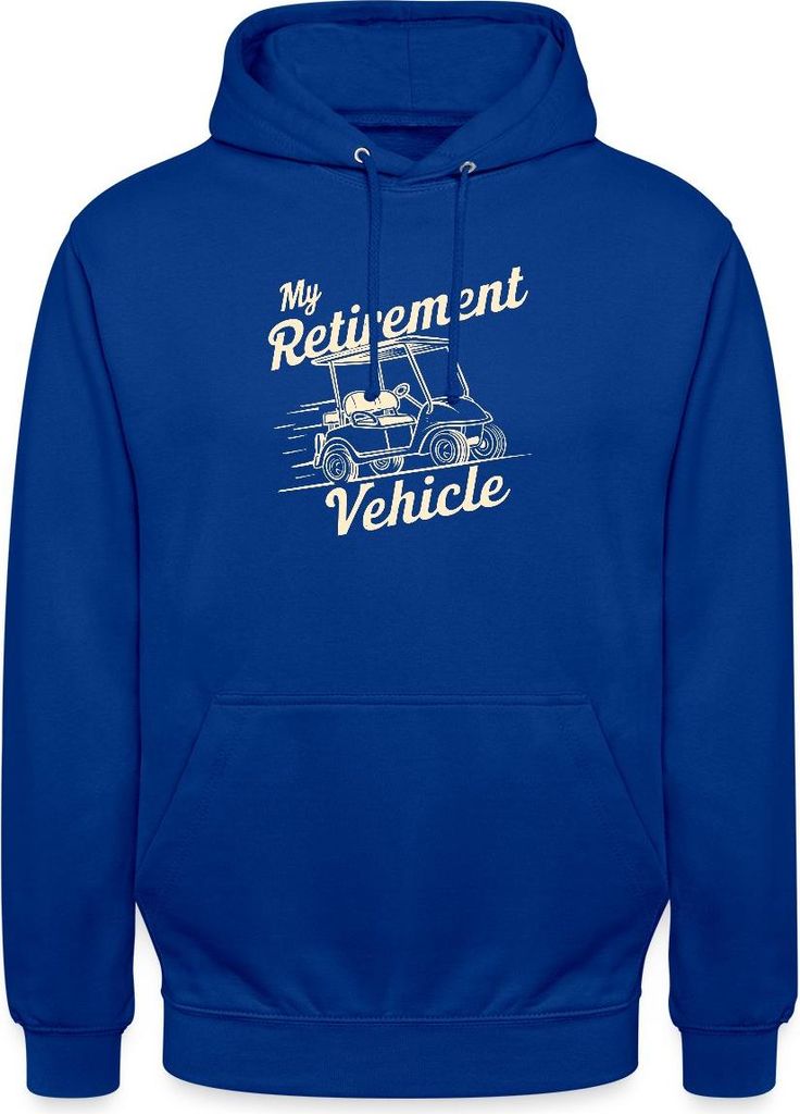 Spreadshirt My Retirement Vehicle Lustiges Golfcart Motiv Uni Hoodie, L, Royalblau