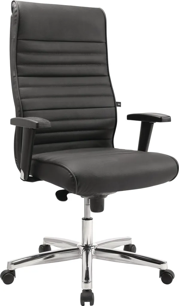 Fauteuil cuir véritable noir Prime Time 100 Topstar piétement chromé